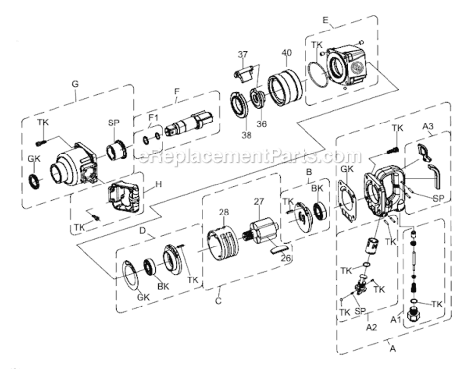 Page A Diagram and Parts List for CP7778B 8941177780 Chicago Pneumatic Wrench